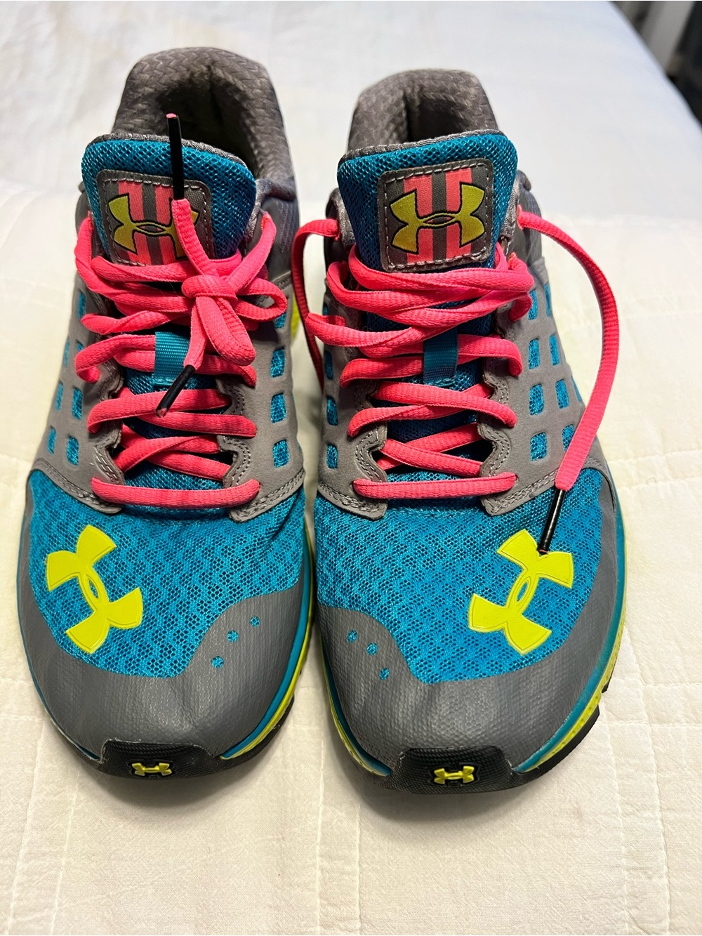 Vintage Under Armour Women's Teal, Gray & Pink Athletic Sneakers - Picture 1 of 5
